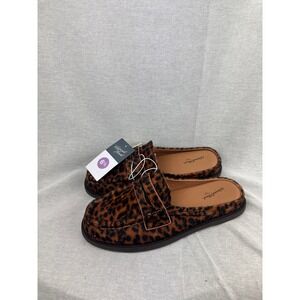 Universal Thread Leopard Print Mule Loafers Womens 6.5 Penny Mules Brown Black